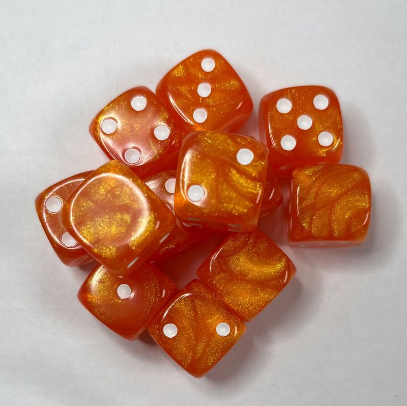 Quality UK Made Dice x 10 - Orange Glitter - Custom Six Side
