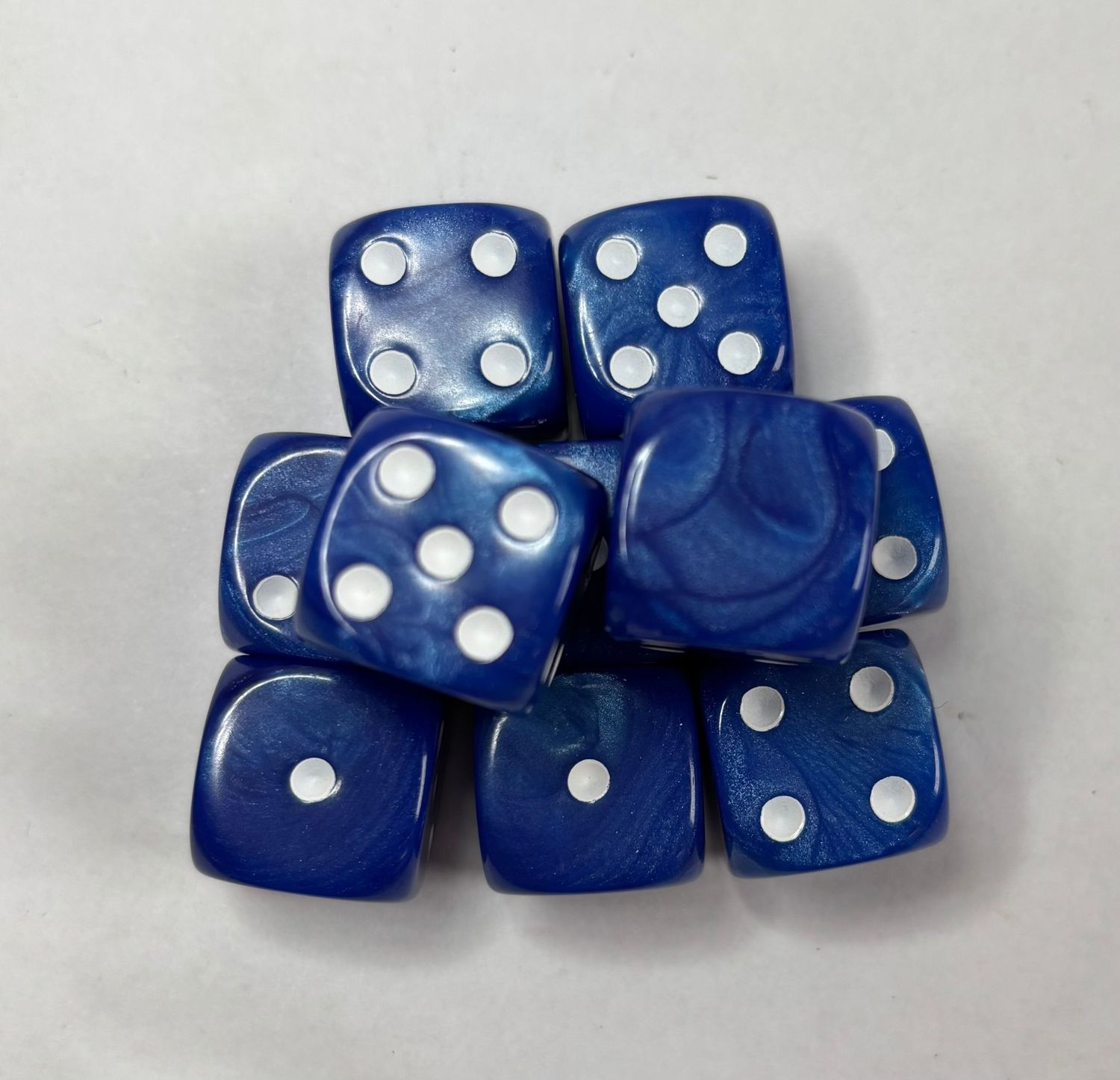 Quality UK Made Dice x 10 - Classic Blue Pearl - Custom Six Side