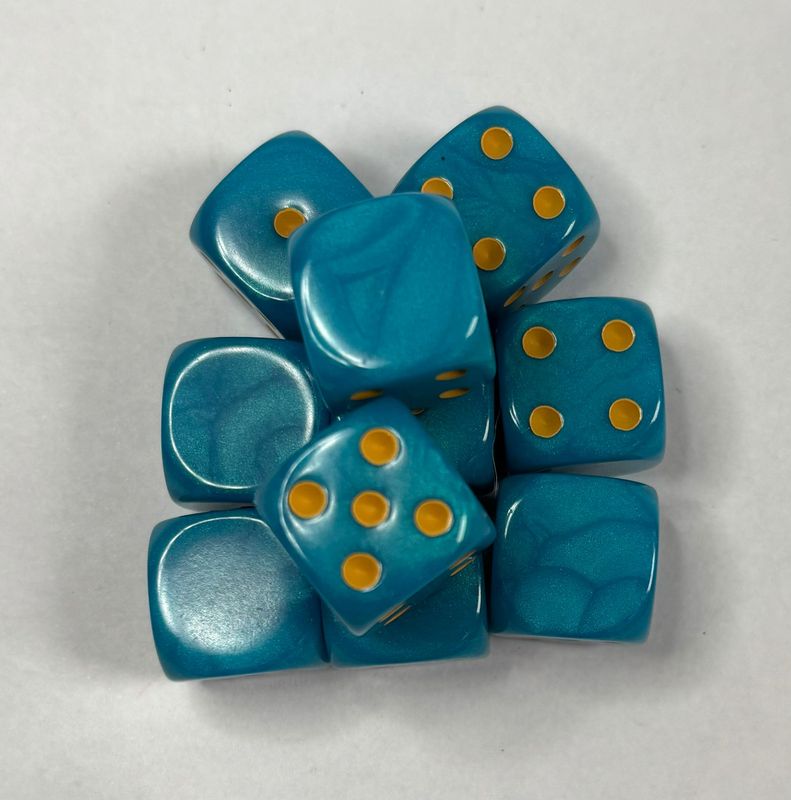 Quality UK Made Dice x 10 - Tropical Sea Yellow Pip - Custom Six Side