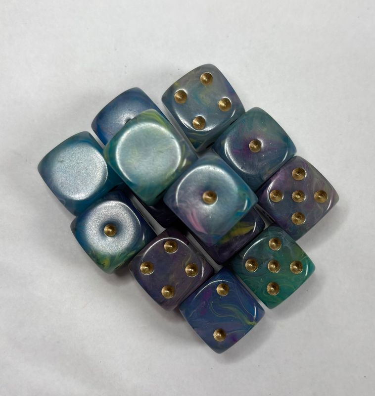 Quality UK Made Dice x 10 - Fairy Puke Gold Pip - Custom Six Side