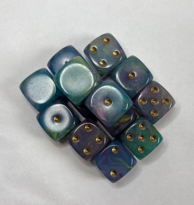 Quality UK Made Dice x 10 - Fairy Puke Gold Pip - Custom Six Side