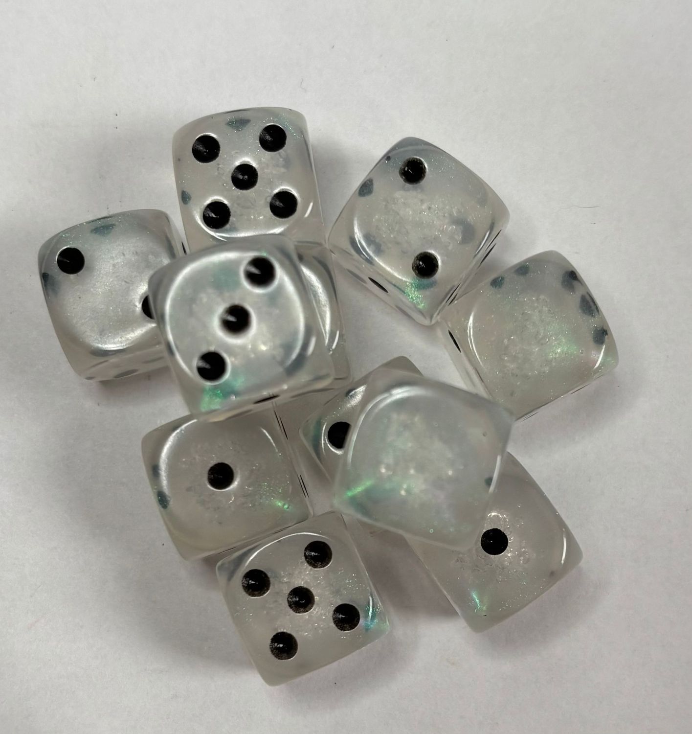 Quality UK Made Dice x 10 - Cosmic Clear - Custom Six Side