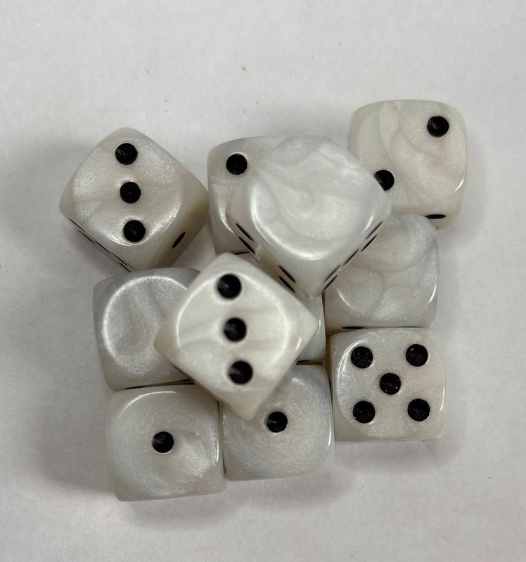 Quality UK Made Dice x 10 - Classic Pearl White - Custom Six Side
