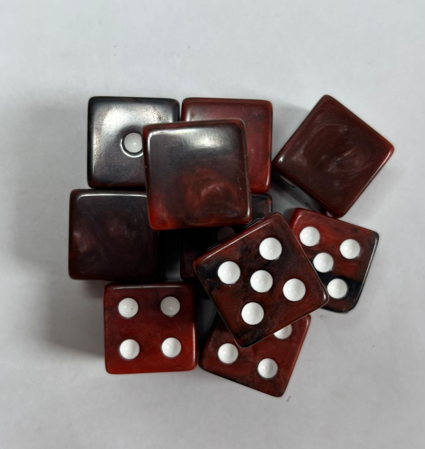 Quality Square Edge Dice x 10 - Red Black Blitz - Custom Six Side