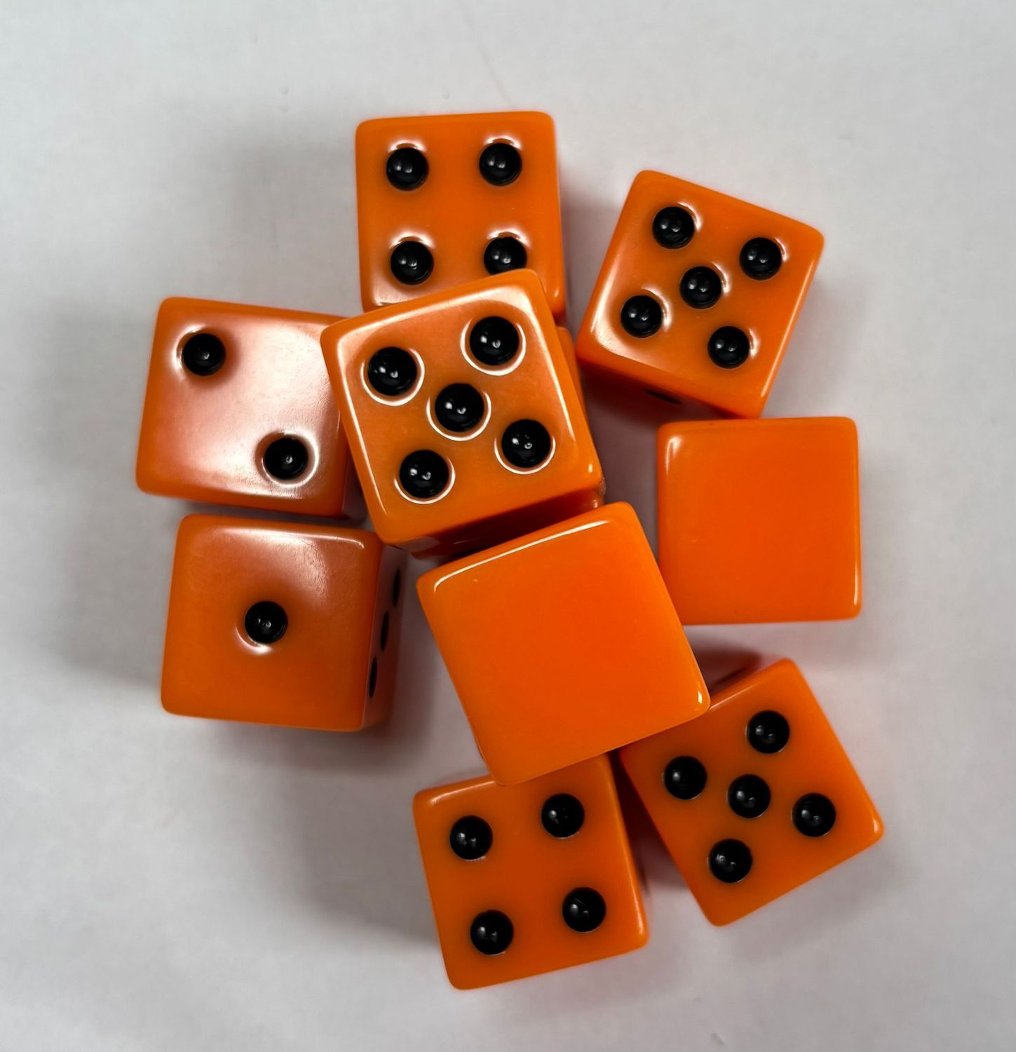 Quality Square Edge Dice x 10 - Solid Orange - Custom Six Side