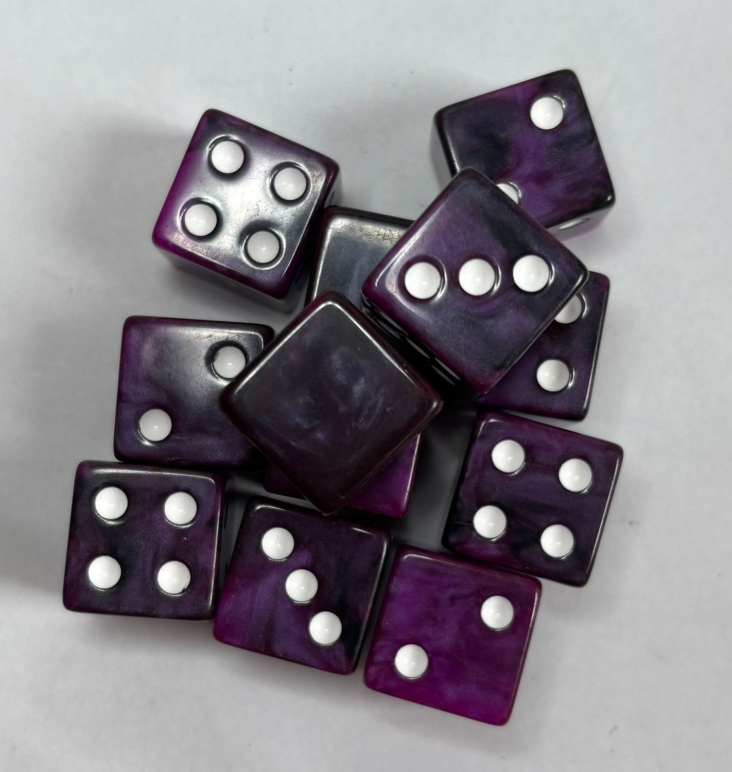 Quality Square Edge Dice x 10 - Purple Black Blitz - Custom Six Side