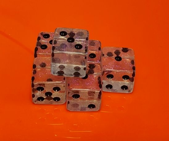 Quality Square Edge Dice x 10 - Purple Ice - Custom Six Side