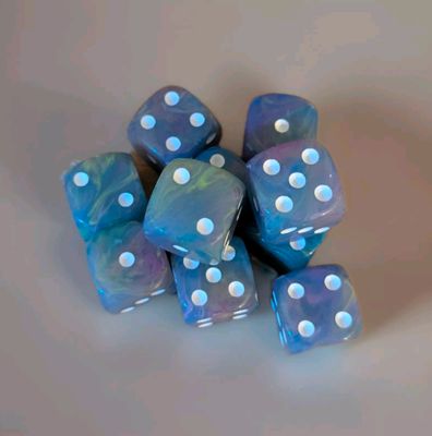 Quality UK Made Dice x 10 - Fairy Puke White Pips - Custom Six Side