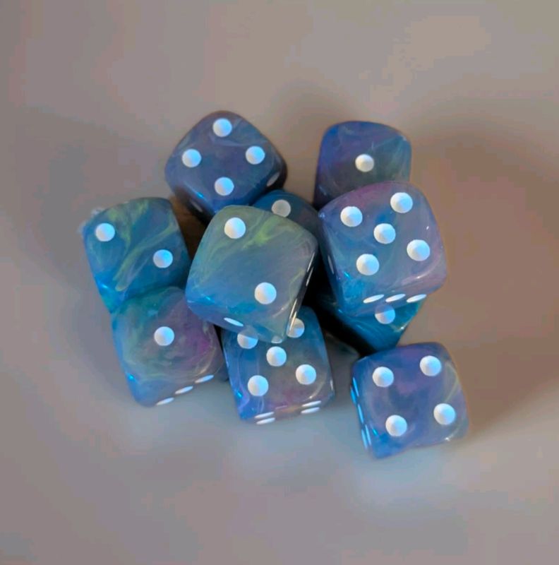 Quality UK Made Dice x 10 - Fairy Puke White Pips - Custom Six Side