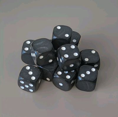 Quality UK Made Dice x 10 - Classic Black Pearl, white Pip - Custom Six Side