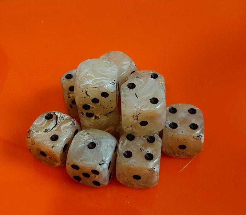 Quality UK Made Dice x 10 - Beaten Bleached Bone - Custom Six side