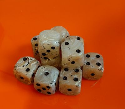 Quality UK Made Dice x 10 - Beaten Bleached Bone - Custom Six side
