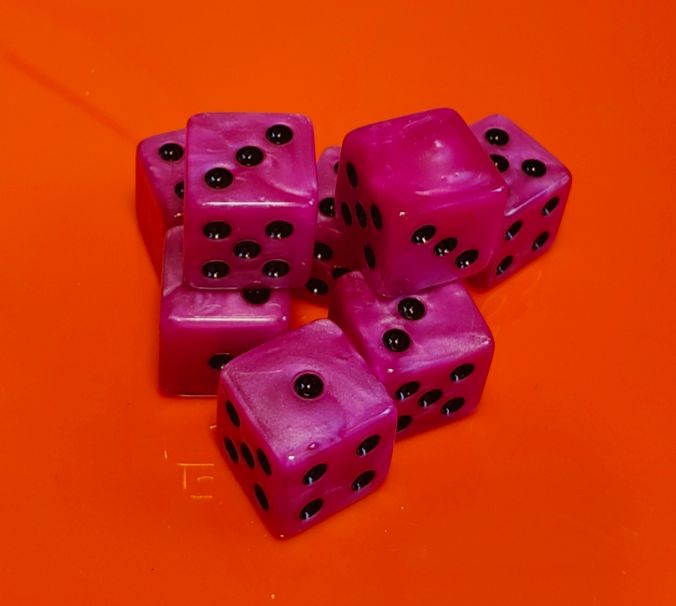 Quality Square Edge Dice x 10 - Popping Pink  - Custom Six Side