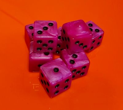 Quality Square Edge Dice x 10 - Popping Pink  - Custom Six Side
