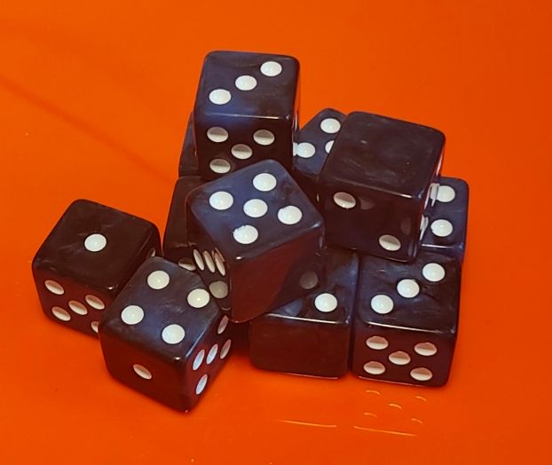 Quality Square Edge Dice x 10 - Blue Black Blitz - Custom Six Side
