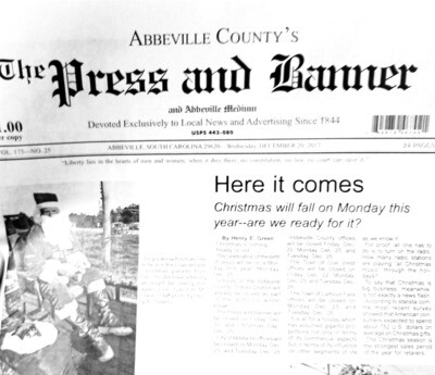 One Year Newspaper Subscription - Abbeville and Surrounding Counties
