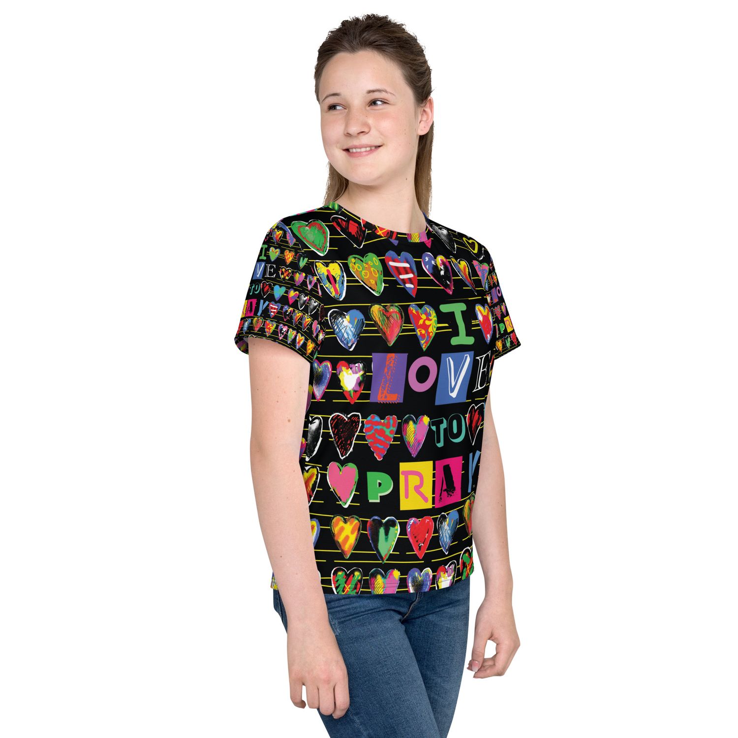 Vibrant I Love To Pray Youth Crew Neck T-shirt