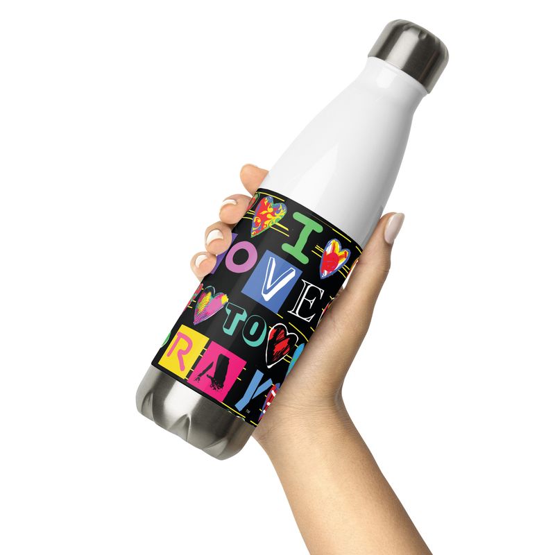 Vibrant I LOVE TO PRAY Stainless Steel Water Bottle