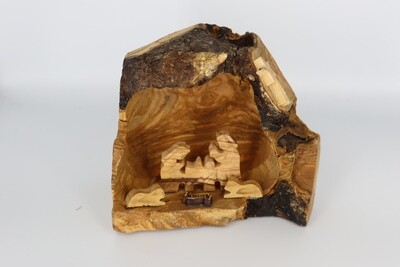 Cave Nativity from Bethlehem, made of Olive Wood!