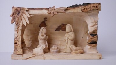 Cave Nativity from Bethlehem, made of Olive Wood! Special