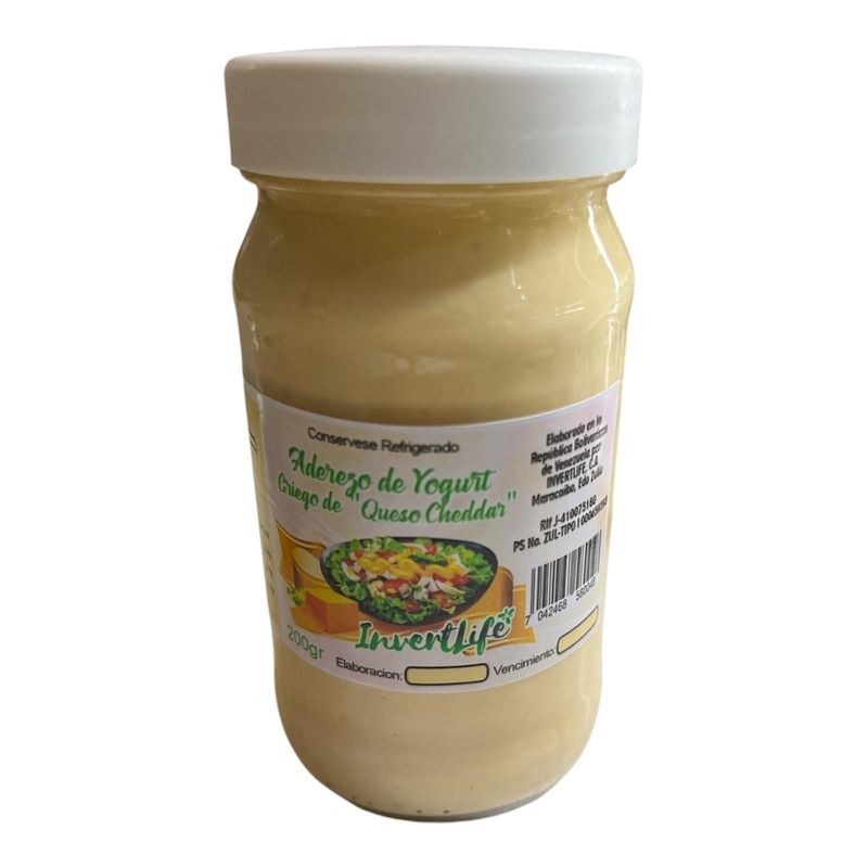 ADEREZO INVERTLIFE YOGURT GRIEGO QUESO CHEDDAR 200GR