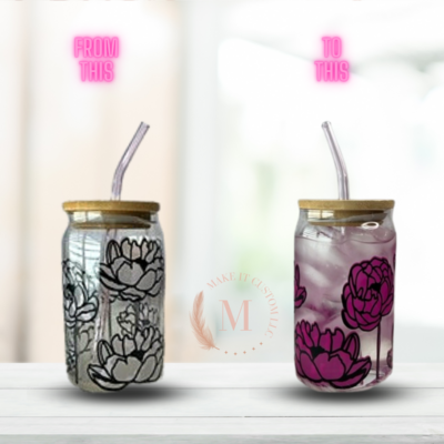 Spring Peonies Glass Can