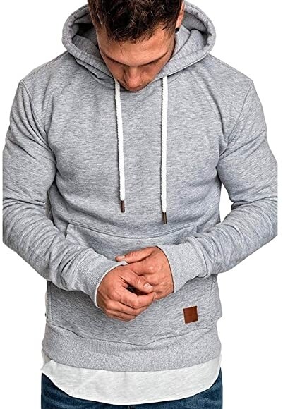 RQWEIN Mens Long Sleeve Sweatshirt Hoodie