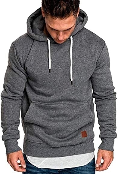 RQWEIN Mens Long Sleeve Sweatshirt Hoodie
