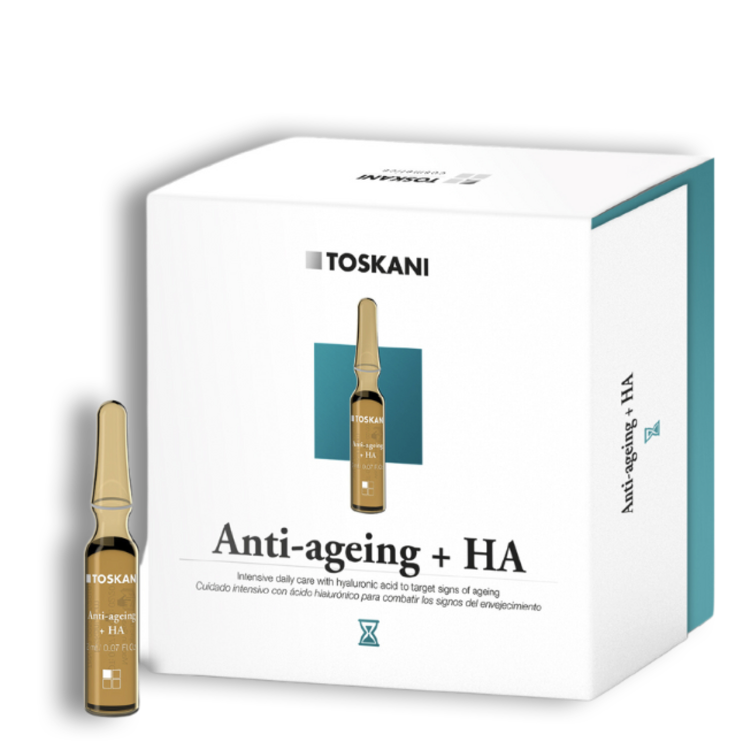 TOSKANI veido ampulės su hialuronu ir augimo faktoriais ANTI-AGEING + HA TOPICAL AMPOULE, 15x2 ml