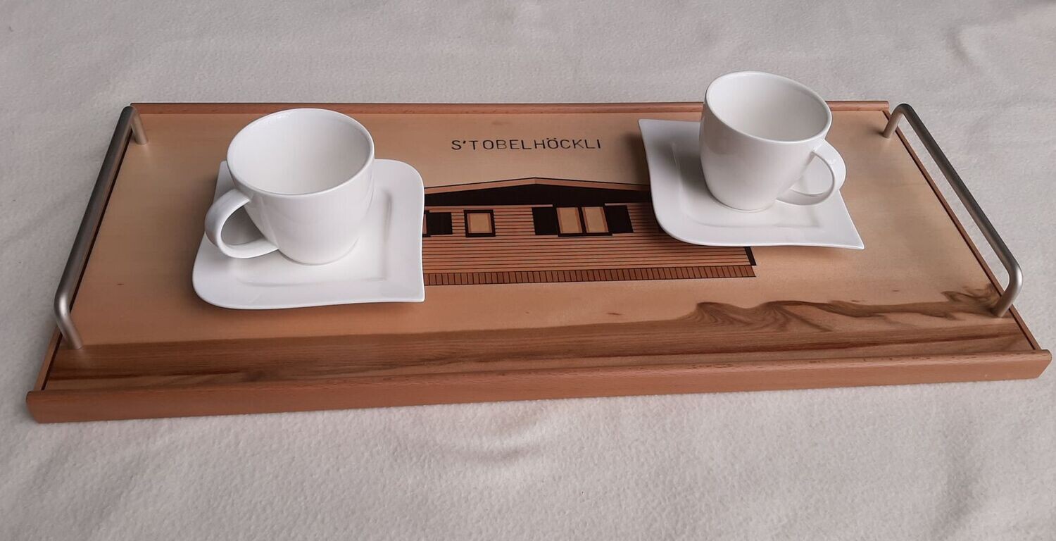 Servierbrett mit Intarsien