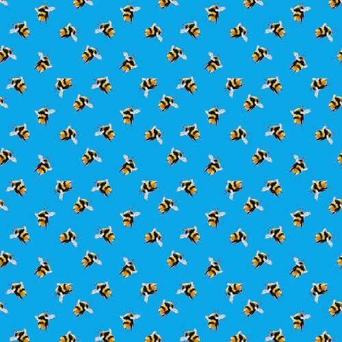 Bumblebees - Turquoise - 100% cotton digital print fabric