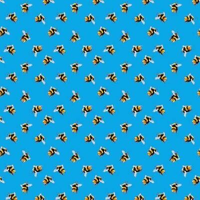 Bumblebees - Turquoise - 100% cotton digital print fabric