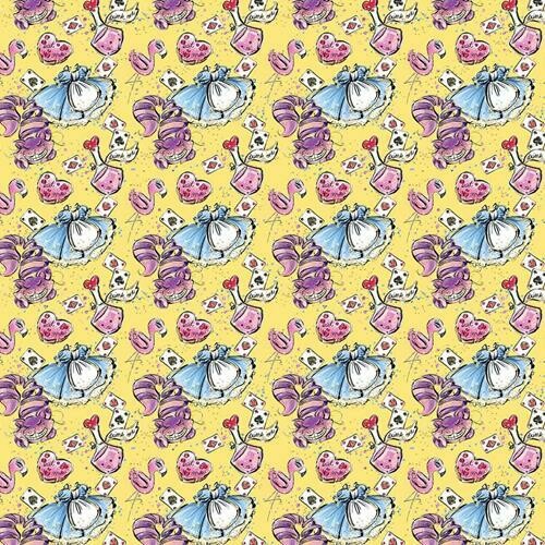 Wonderland 05 - Yellow - 100% cotton digital print fabric