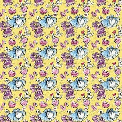 Wonderland 05 - Yellow - 100% cotton digital print fabric