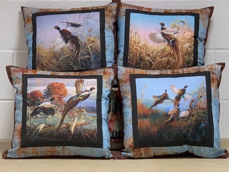 Set of 4 Cushion Covers with Pheasants
