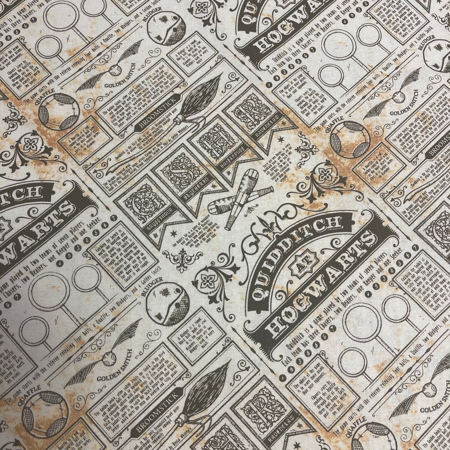 Harry Potter - Quidditch at Hogwarts - 100% Premium cotton print fabric - Beige