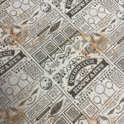 Harry Potter - Quidditch at Hogwarts - 100% Premium cotton print fabric - Beige