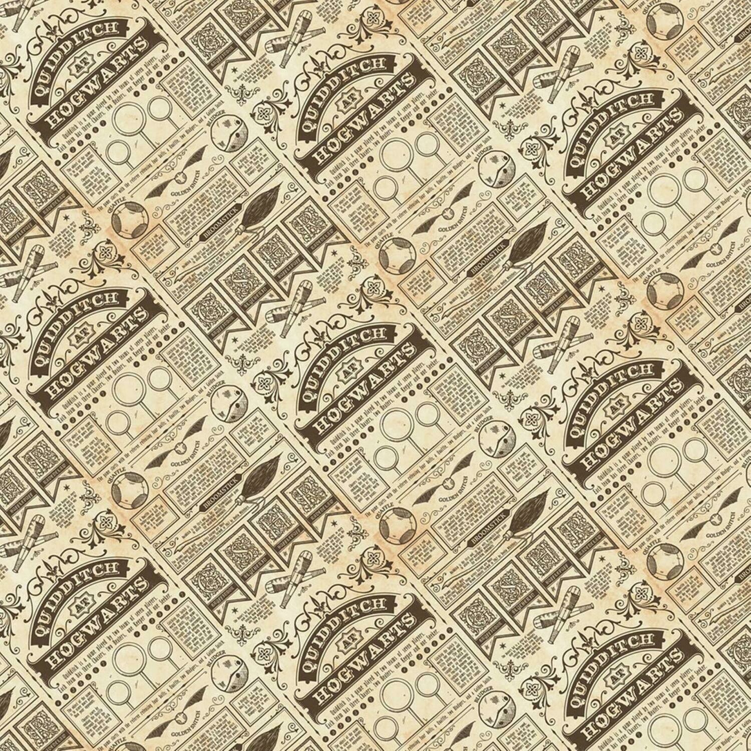 Harry Potter - Quidditch at Hogwarts - 100% cotton print fabric - Beige