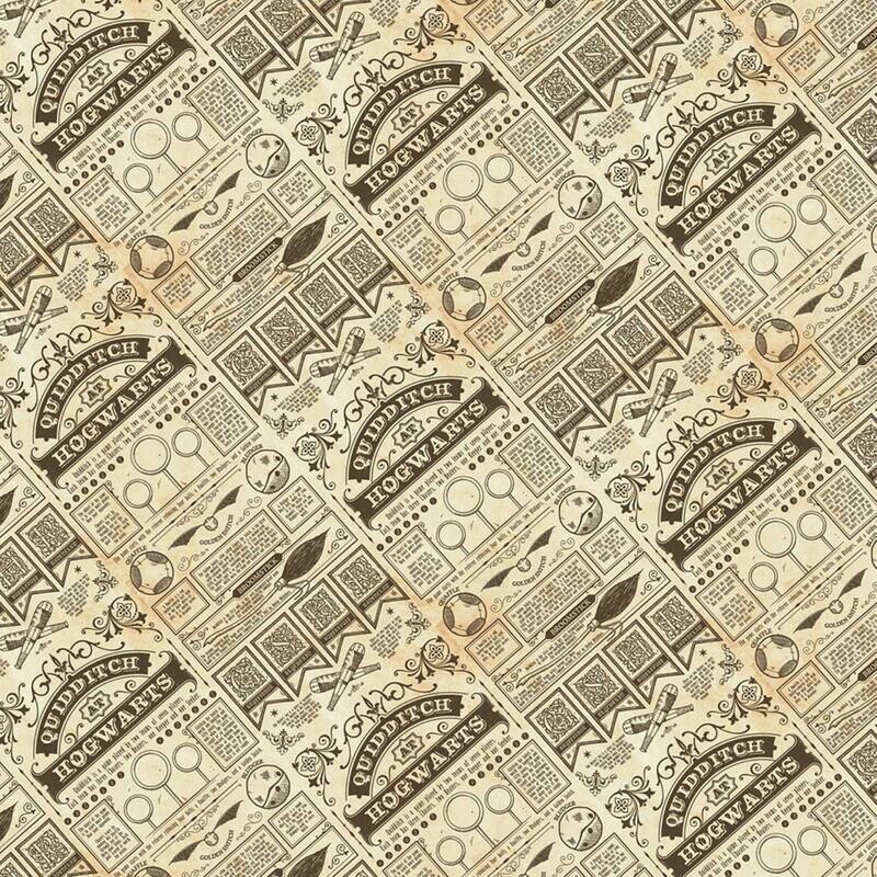 Harry Potter - Quidditch at Hogwarts - 100% cotton print fabric - Beige