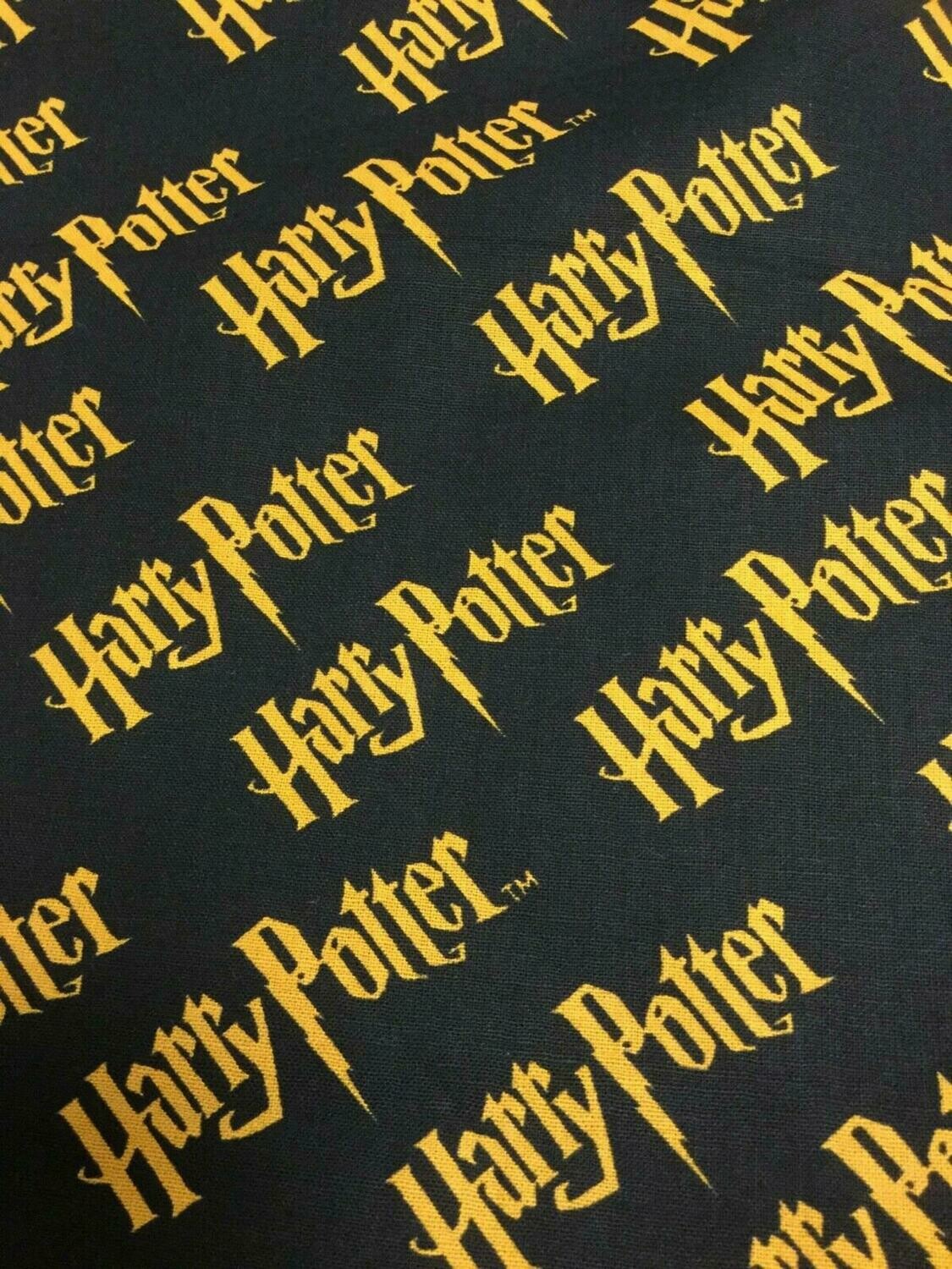 Harry Potter - Logo - 100% cotton print fabric - Black &amp; Gold