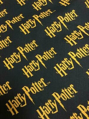 Harry Potter - Logo - 100% cotton print fabric - Black &amp; Gold