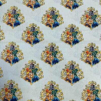 Harry Potter - Watercolour Crest - 100% cotton print fabric - Pale Blue