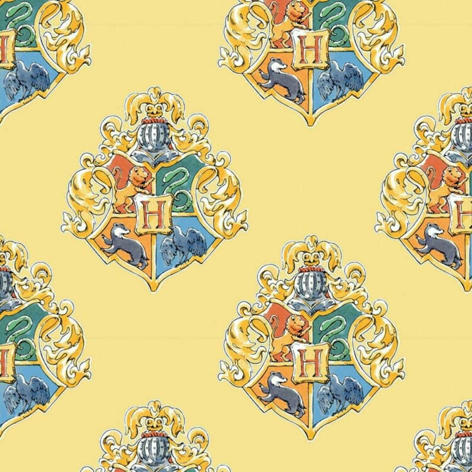 Harry Potter - Watercolour Crest - 100% cotton print fabric - Yellow