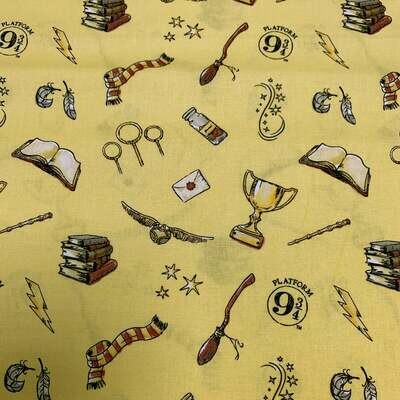 Harry Potter Soft Wash Magic 100% cotton print fabric - Yellow