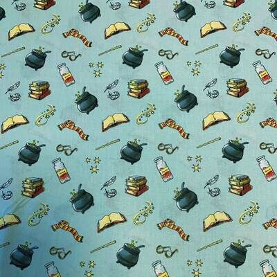 Harry Potter Soft Wash Potions 100% cotton print fabric - Blue
