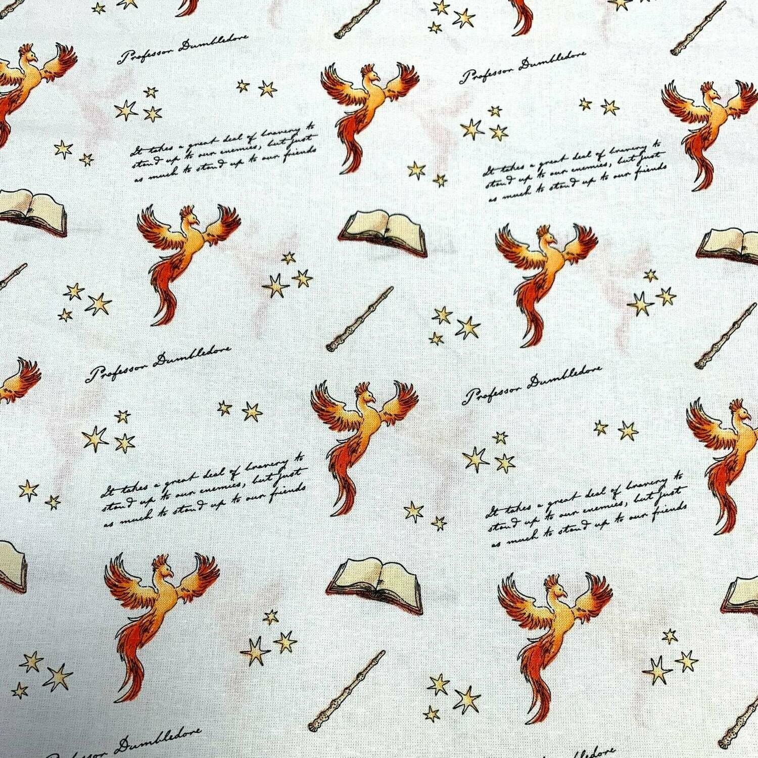 Harry Potter Soft Wash Dumbledore 100% cotton print fabric - White