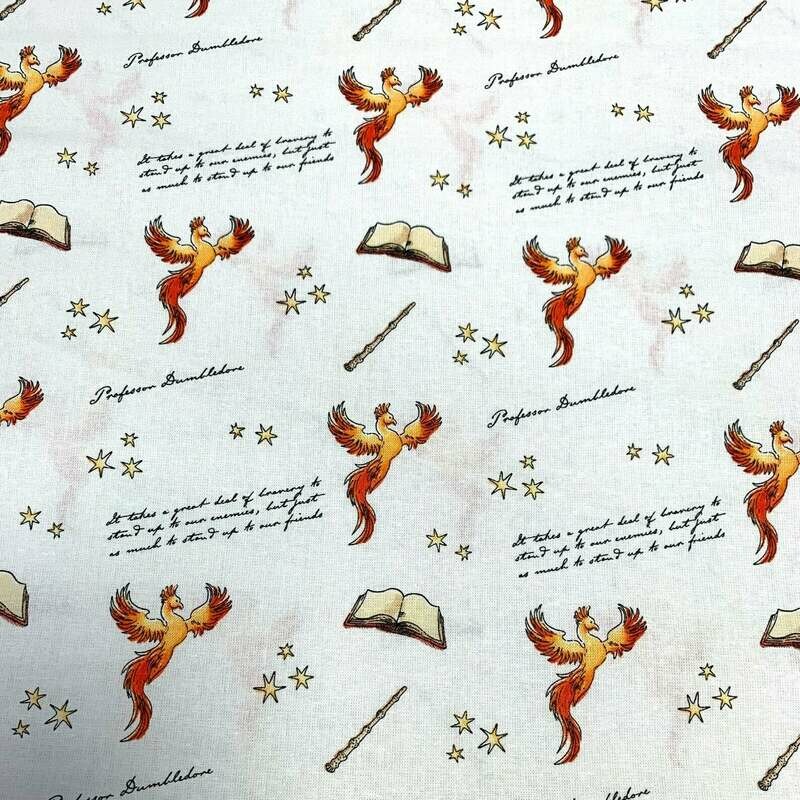 Harry Potter Soft Wash Dumbledore 100% cotton print fabric - White