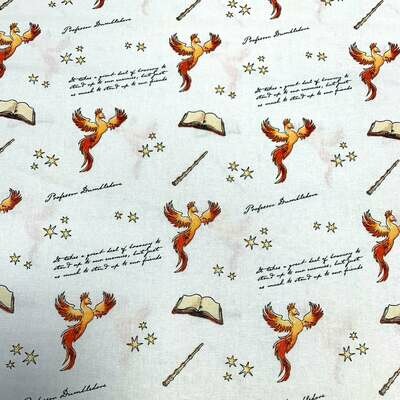 Harry Potter Soft Wash Dumbledore 100% cotton print fabric - White