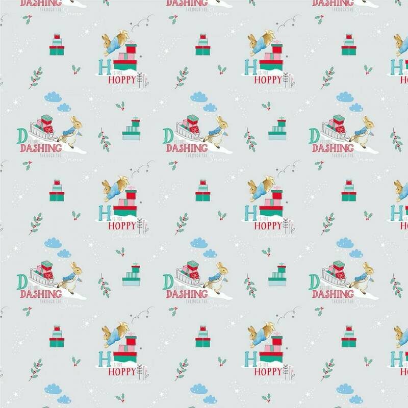 Peter Rabbit Christmas digital print fabric - Letters &amp; Words - Grey - 100% cotton