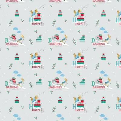 Peter Rabbit Christmas digital print fabric - Letters &amp; Words - Grey - 100% cotton
